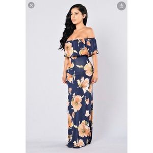 Sweet Vacation Maxi Dress - Navy/Rust